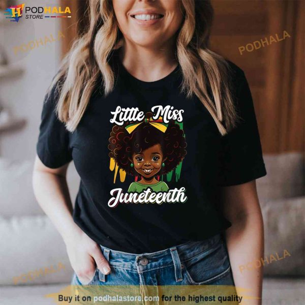 Kids Little Miss Juneteenth Shirt Girl Toddler Black History Shirt