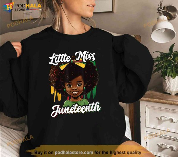 Kids Little Miss Juneteenth Shirt Girl Toddler Black History Shirt