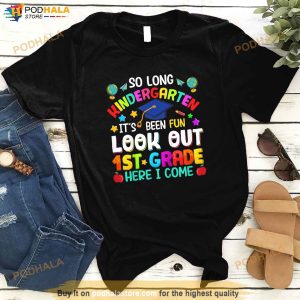 Kids So Long Kindergarten 1st Grade Here I Come Graduation 2023 Shirt