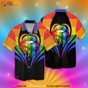 LGBT Lip Glitter Funny Hawaiian Shirt, Tropical Shirt For Men