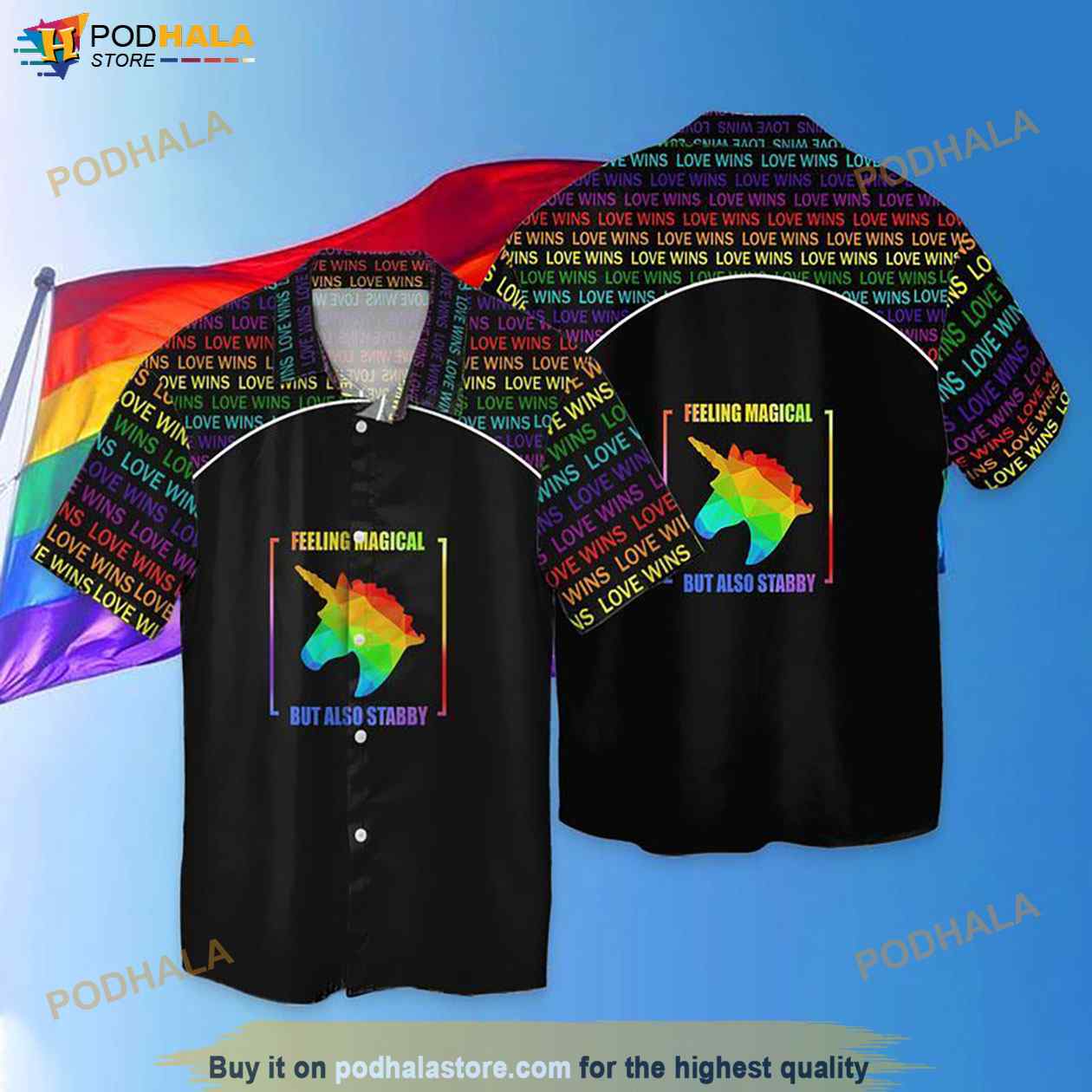 LGBT Love Wins Feeling Magical But Also Stabby Funny Hawaiian Shirt LGBT Love Wins Feeling Magical But Also Stabby Funny Hawaiian Shirt
