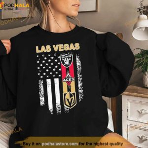 Las Vegas Raiders Vegas Golden Aces And Vegas Golden Knights Flag 2023 Shirt 2