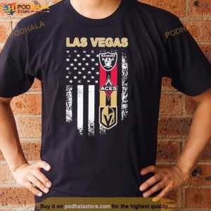Las Vegas Raiders Vegas Golden Aces And Vegas Golden Knights Flag 2023 Shirt 3