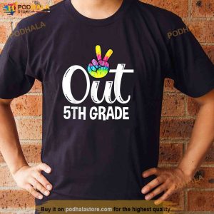 Last Day Of School Peace Out Fifth 5th Grade Teacher Kids Shirt