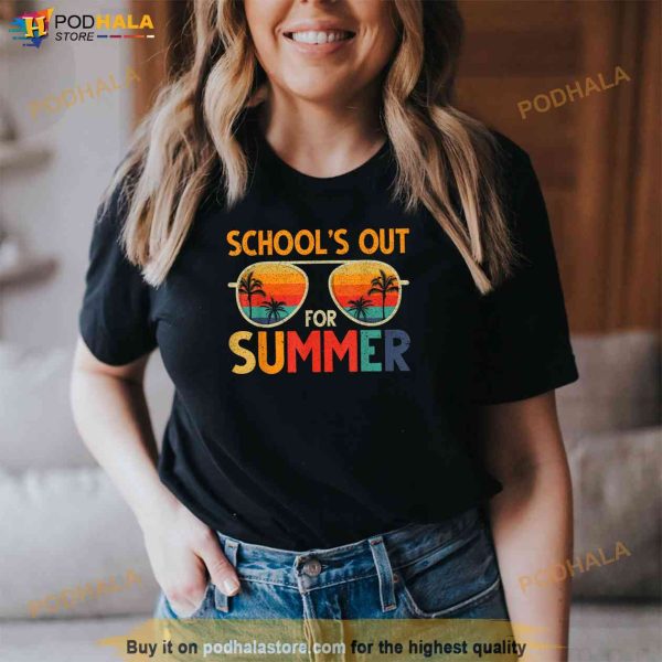 Last Day Of School Retro Schools Out For Summer Teacher Shirt