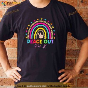 Leopard Rainbow Peace Out Prek Last Day Of School Shirt 2