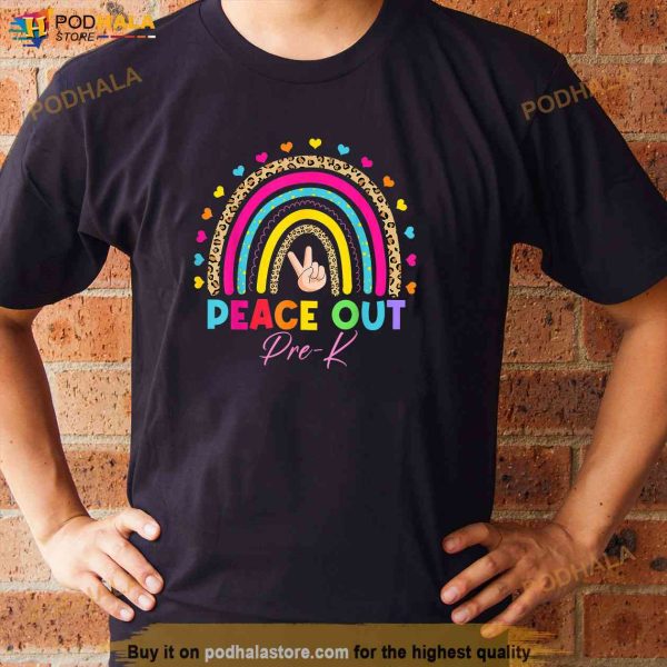 Leopard Rainbow Peace Out PreK Last Day Of School Shirt