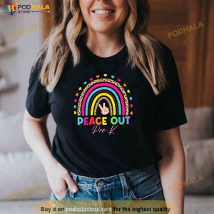 Leopard Rainbow Peace Out Prek Last Day Of School Shirt 3