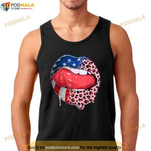 Leopard Sexy Lips Happy 4th Of July Usa Flag Stars Stripes Shirt 3