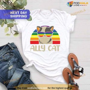 LGBT Ally Cat Vintage Shirt, LGBTQ Cat Tee, Funny LGBT T-Shirt For Cat Lover