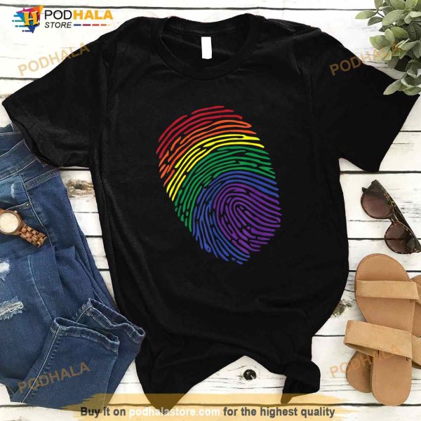 LGBT Flag Fingerprint Proud LGBT Pride Gifts Tee Shirt