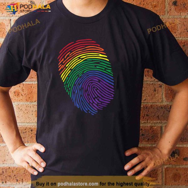 LGBT Flag Fingerprint Proud LGBT Pride Gifts Tee Shirt