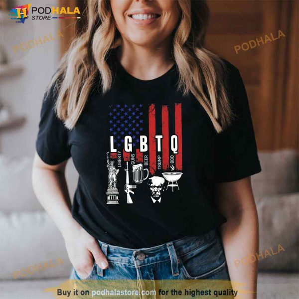 LGBTQ Liberty Guns Bible Trump BBQ USA Flag Vintage Shirt