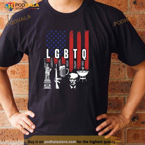 LGBTQ Liberty Guns Bible Trump BBQ USA Flag Vintage Shirt