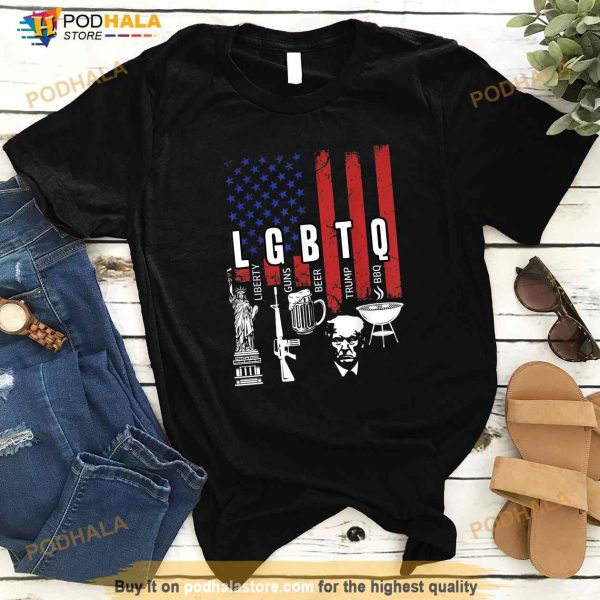 LGBTQ Liberty Guns Bible Trump BBQ USA Flag Vintage Shirt