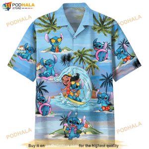 Lilo And Stitch Print Funny Hawaiian Shirt, Tropical Shirt For Men