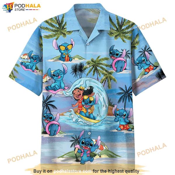 Lilo And Stitch Print Funny Hawaiian Shirt, Tropical Shirt For Men