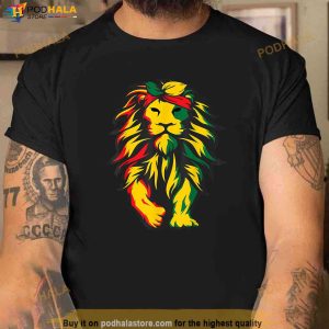 Lion Juneteenth Cool Black History African American Flag Shirt