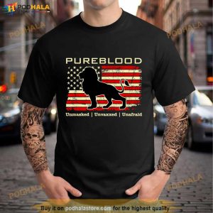 Lion Pureblood Unmasked Unvaxxed Unafraid American Flag Shirt 2
