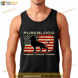 Lion Pureblood Unmasked Unvaxxed Unafraid American Flag Shirt 3