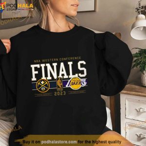 Los Angeles Lakers Vs Denver Nuggets Sportiqe Unisex 2023 Nba Western Conference Finals Matchup Tri Blend T Shirt 3