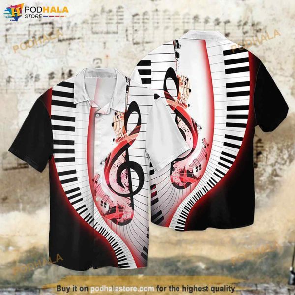 Love Piano Funny Hawaiian Shirt, Hawaiian Outfit For Men