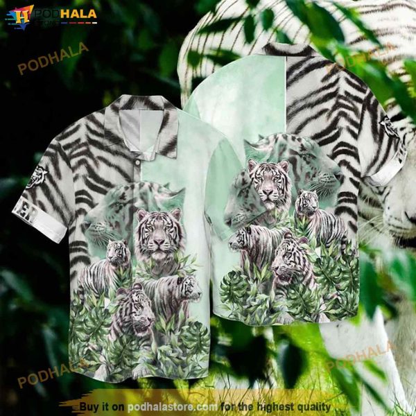 Love White Tiger 1 Funny Hawaiian Shirt, Hawaiian Outfit For Men