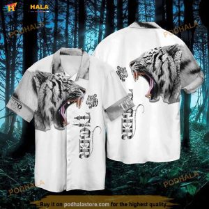 Love White Tiger Funny Hawaiian Shirt, Hawaiian Outfit For Men