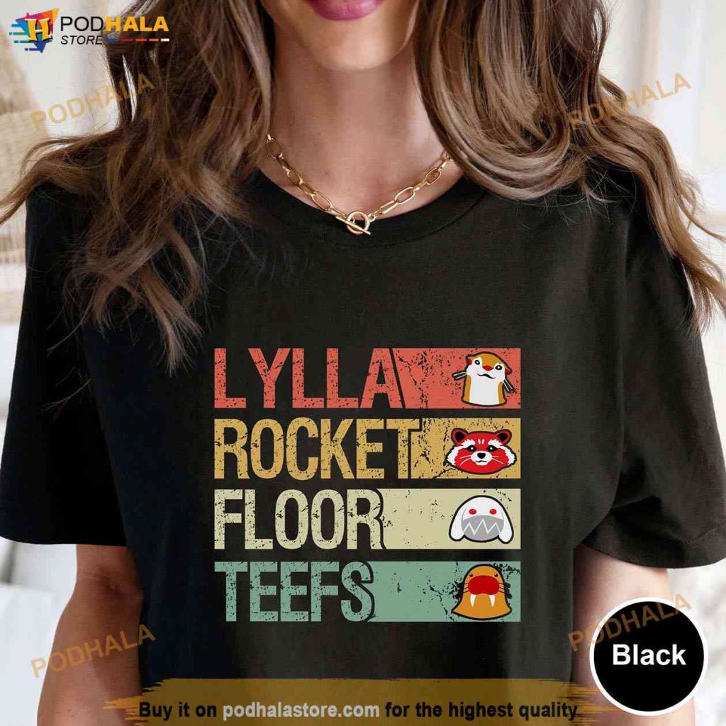 Lylla, Rocket, Floor And Teefs Shirt, Rocket Raccoon And Friends
