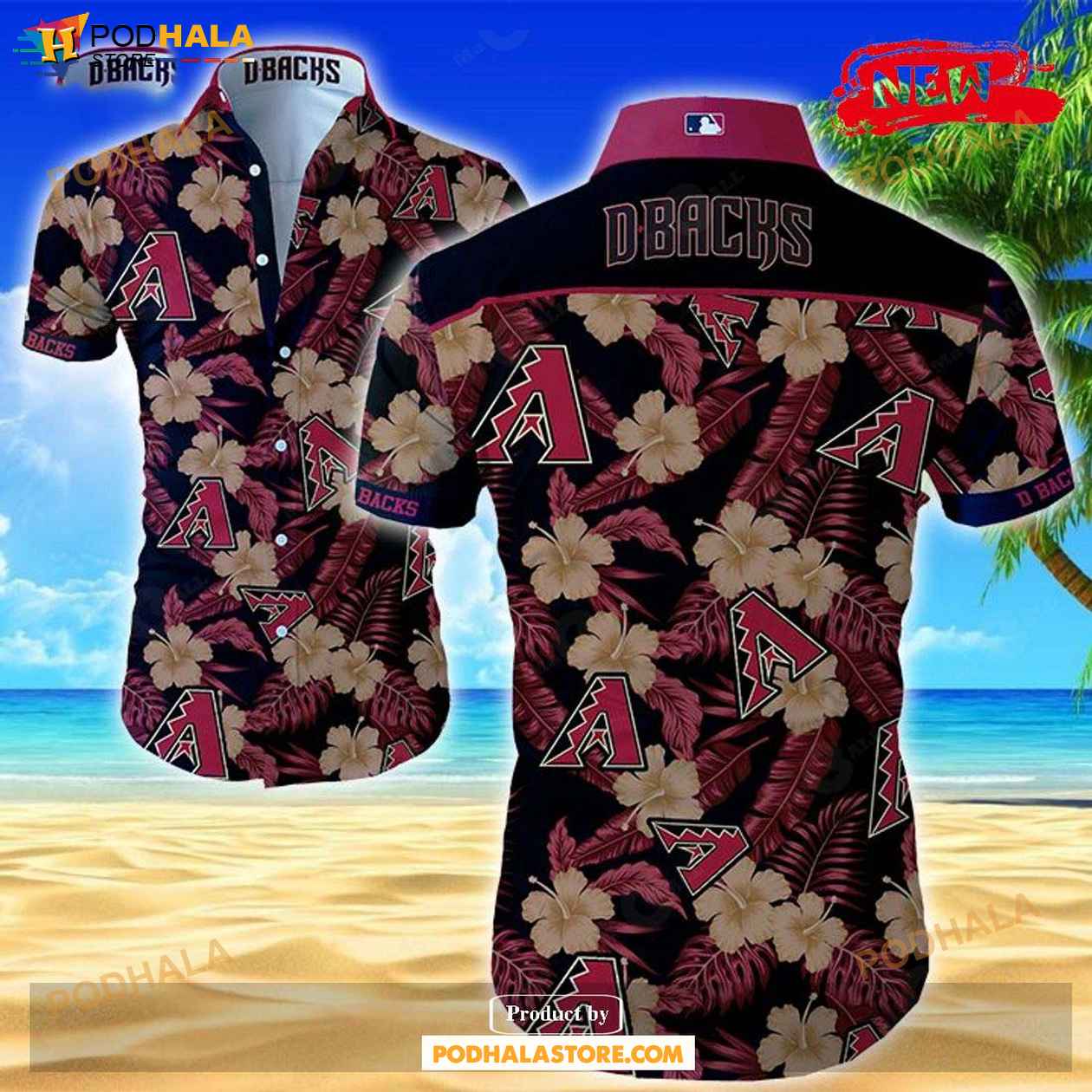Mlb Arizona Diamondbacks Red Gray Coconut Trees Trendy Hawaiian Shirt Aloha  Shirt - Trendy Aloha