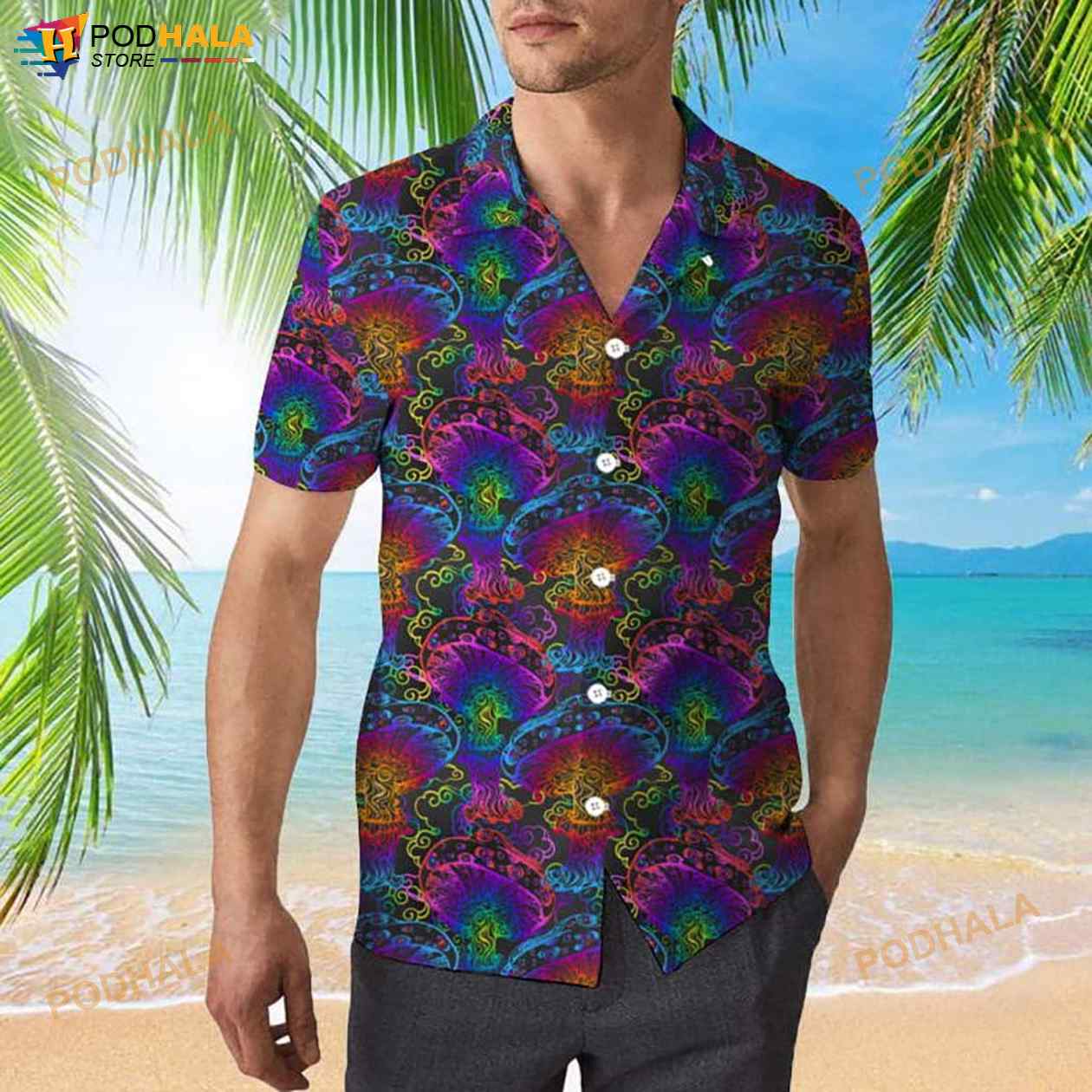 Magic Hippy Mushroom 3D Funny Hawaiian Shirt Magic Hippy Mushroom 3D Funny Hawaiian Shirt