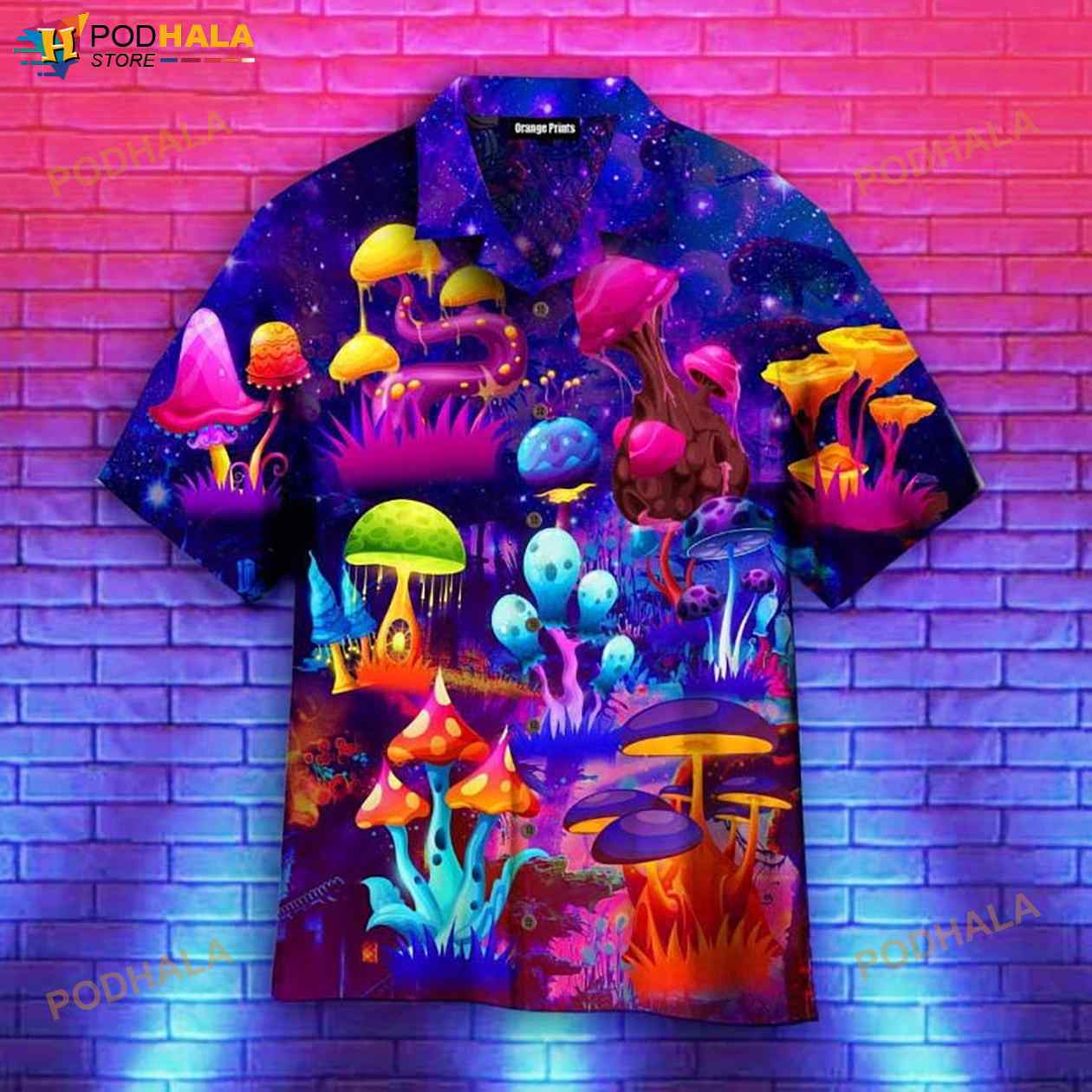 Magic Mushrooms Forest Hippie Aloha 3D Funny Hawaiian Shirt Magic Mushrooms Forest Hippie Aloha 3D Funny Hawaiian Shirt