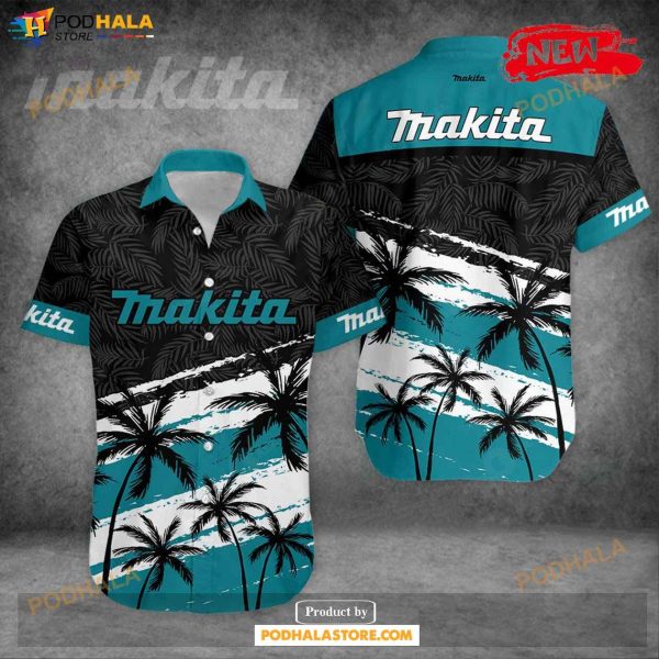 Makita Tropical Coconut Tree Blue Green Design Hawaiian Shirt