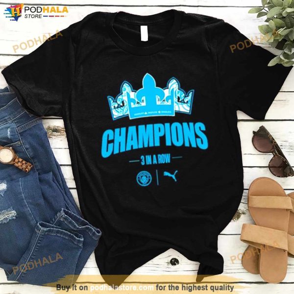 Manchester City Champions 3 in a row Shirt