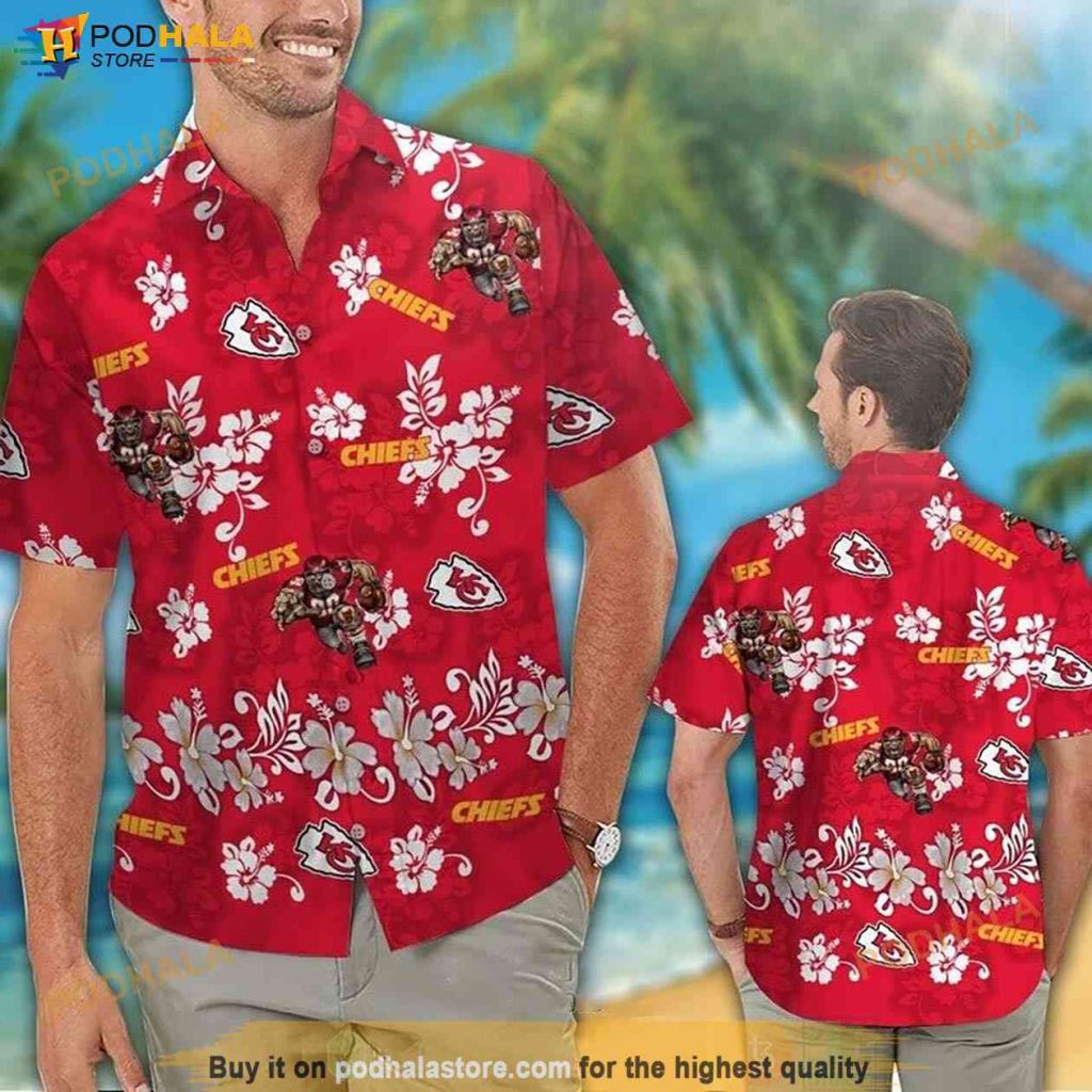 Men Aloha Kansas City Chiefs Football Floral Hawaiian Shirt