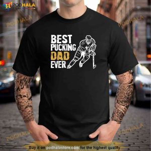 Mens Best Pucking Dad Ever Retro Ice Hockey Coach On Fathers Day Shirt 2
