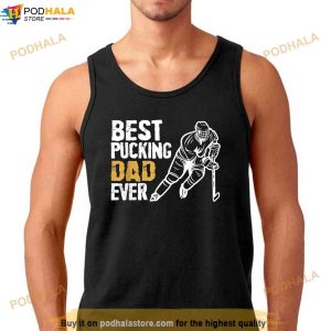 Mens Best Pucking Dad Ever Retro Ice Hockey Coach On Fathers Day Shirt 3