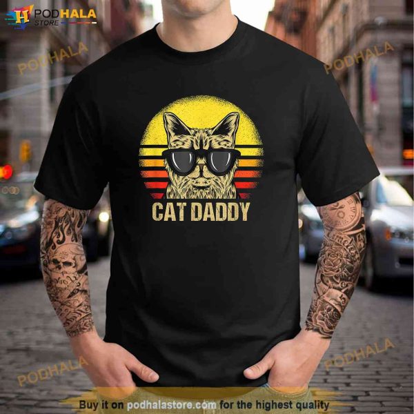 Mens Cat Daddy Fathers Day Cat Dad Shirt