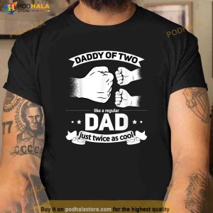 Mens Dad Squared Fathers Day Dad Of Two Cool Daddy Of 2 Shirt 3