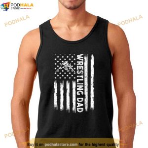 Mens Distressed Usa American Flag Wrestling Dad Men Fathers Day Shirt 2