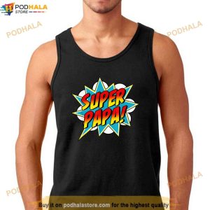 Mens Super Papa Comic Book Superhero Fathers Day Shirt 1