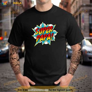 Mens Super Papa Comic Book Superhero Fathers Day Shirt 3