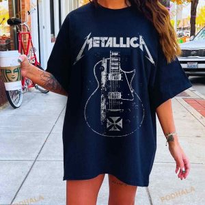 Metallica Unisex Shirt, Distressed Guitar Tee, Vintage Band Metallica Tour Merch