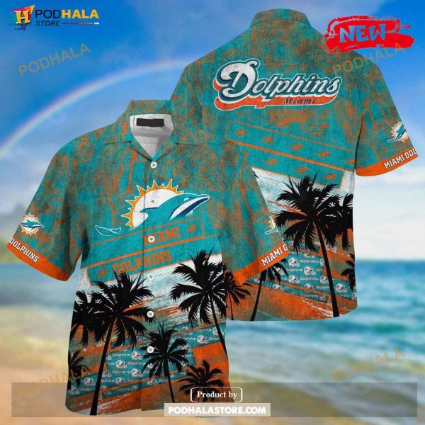 Miami Dolphins NFL Hawaiian Shirt, Palm Tree Summer Pattern Hawaii 3D Shirt