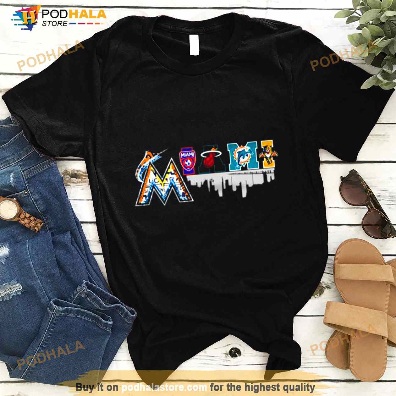 Miami Sports Logo Skyline Shirt Miami Sports Logo Skyline Shirt
