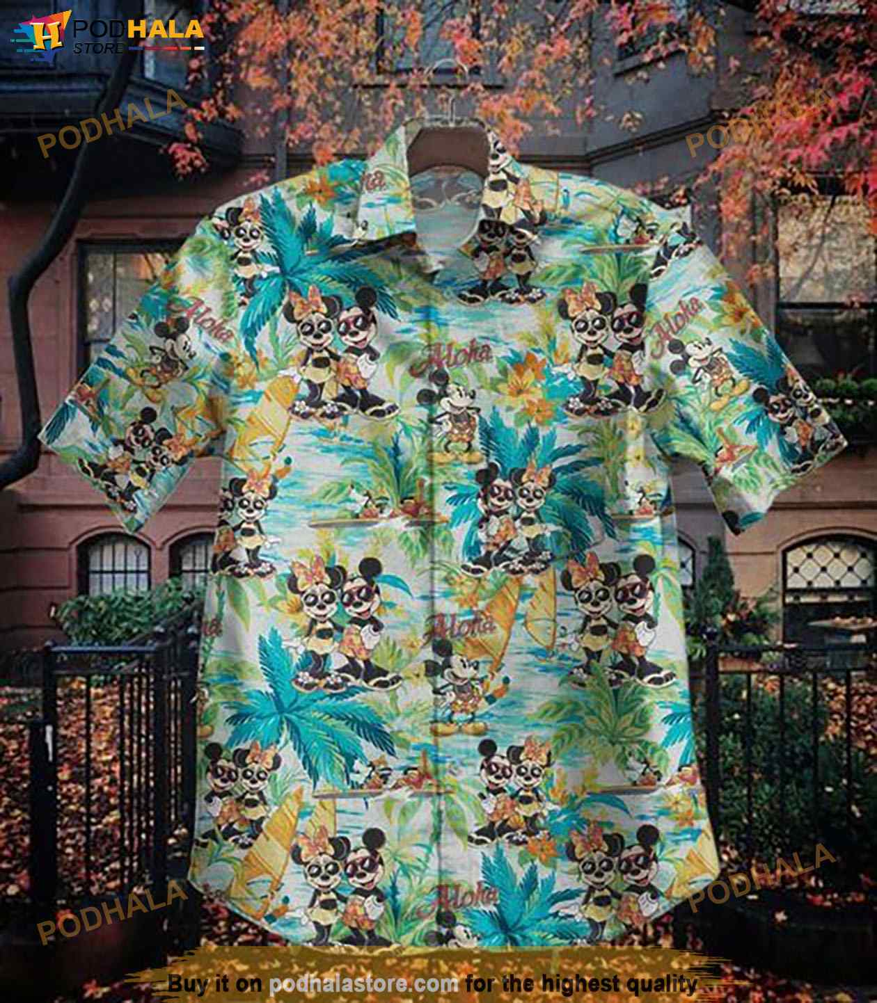 Mickey Mouse Floral Tropical Pineapple Hawaiian Shirt, Matching