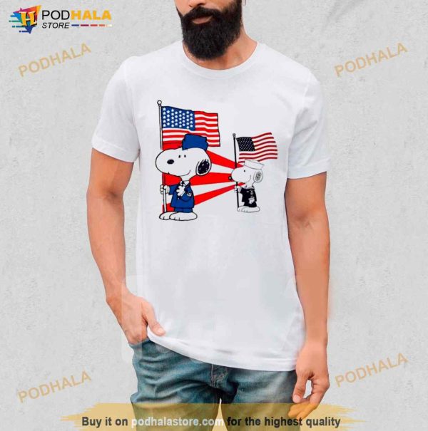 Military Snoopy American Flag Shirt