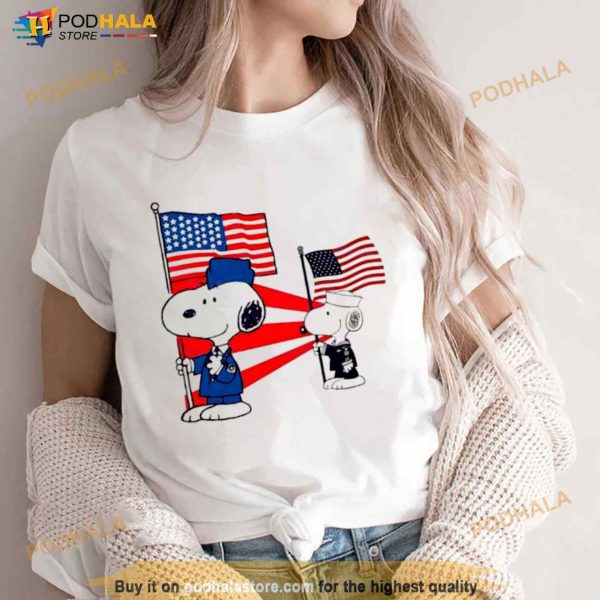 Military Snoopy American Flag Shirt