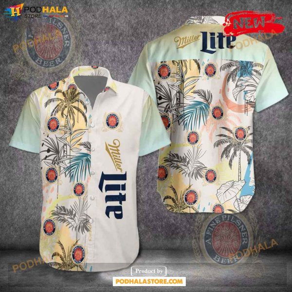 Miller Lite Tropical Coconut Tree Classic Design Hawaiian Shirt
