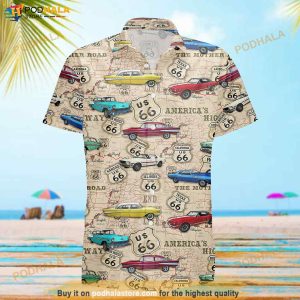 Muscle Car On Route 66 Funny Hawaiian Shirt, Aloha Shirt